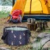 Omabeta Seau de Camping L Seau d'eau Pliable Portatif en Polyester Bleu Marine avec Doublure en PEVA pour la Randonnée en Camping