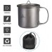 Camperig Batterie de cuisine de camping 400 ml en titane avec couvercle poignée pliable et sac en maille tasse à café ultra légère en titane pour camping randonnée pique-nique