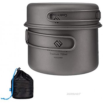 COOK'N'ESCAPE Kit de batterie de cuisine en titane Avec poignée pliable Ultra léger Pour camping randonnée pique-nique