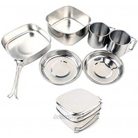 Kit de vaisselle de camping en acier inoxydable casserole poêle assiettes tasses pour randonnée barbecue pique-nique