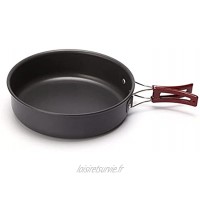 MOVKZACV Poêle à frire poêle de camping casserole simple portable avec poignée vaisselle en alliage d'aluminium pour camping en plein air pique-nique Noir