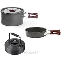 WHL Camping Cookware Kit de poêle légère Bouilloire Accessoires Camp d'équipement Pots et casseroles Ensemble kit de Cuisson à feu Ouvert en Aluminium