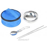 EElabper Cuisine De Plein Air Set Ustensiles Kit Portable Camping Pique-Nique en Acier Inoxydable De Vaisselle Bleu