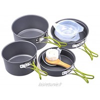 Hellery 11in1 Portable Camping Cookware Mess Kit Léger Marmite Pan Bol Assiette