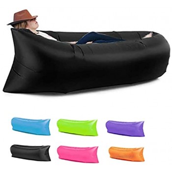 Chaise longue gonflable Haikers Portable Étanche Anti-fuite d'air Idéal pour l'extérieur les voyages les fêtes à la plage les pique-niques le jardin Noir