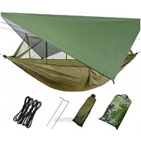 Hamac De Randonnée Durable Hamac De Camping Portable avec Couvercle De Pluie Moustiquaire Vert Foncé Vert Foncé