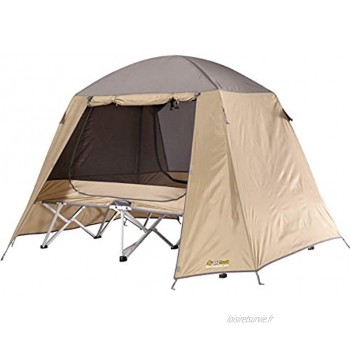 Tente surélevée avec lit de camp. Simple Lit de camp tout temps Easy Fold -Tente respirante en grillage et double toit haute résistance et antidéchirure 150D. 90x220cm Hauteur 30-150cm 18kg FBS-SSED-C