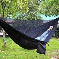 ZHZHUANG Moustiquaire double facile à installer 290 x 140 cm Avec clous en corde Portable Pour camping voyage cour camping Noir