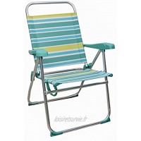 ARCOIRIS Chaise de Plage 5 Positions Textilène Chaise de Plage Portable Pliante Aluminium avec Oreiller Inclinable 1 Unidad Rayas Amarillas Y Azul Claro
