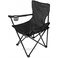 Chaises Pliantes Chaise de Camping avec Porte-Boisson Fauteuils metteur en scène Pliable Chaise de pêche env. 50 × 50 cm Charge Max. 130 kg Noir