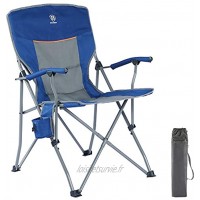 Ever Advanced Chaise de Camping Pliable Ultraléger avec Porte-gobelet Accoudoir Chaise de Pêche Voyage Randonnée avec Sac de Tranport Charge 135KG Bleu