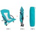 Fauteuil de Camping Bas Dossier Haut en Maille Ultraléger Chaise de Plage Pliable Portable avec Sac de Transport Bleu Cyan