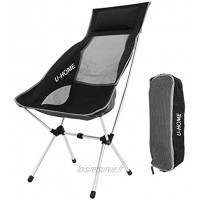 U-HOME Chaise Pliante Camping Ultra-léger Aluminium Chaise Camping pour Pique-Nique Randonnée Pêche Grill Plage avec Sac de Transport