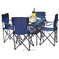 BBGS Table de Camping Portative Et 4 Chaises Table À roulettes en Aluminium avec Sac en Filet Camping en Plein Air À Manger Pliable avec Cadre en Acier Color : A