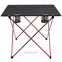 Table de Camping Portable Table Pliante Table Pliante légère avec Porte-gobelets pour Pique-Nique Camp Plage Bateau utile