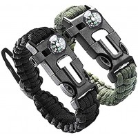 UTDKLPBXAQ Lot de 2 bracelets de survie multifonctions avec bâton de feu boussole sifflet paracorde pour randonnée camping bateau d'urgence