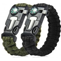 WYYHAA Paracord Bracelet De Survie 4 Pack 5 en 1 Paracord Bracelets Kit d'urgence avec Boussole Sifflet Allume-Feu pour Travelling Randonnée Camping