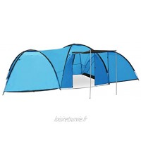vidaXL Tente Igloo de Camping Tente de Randonnée Tente d'Extérieur Voyage Ventilation et Bien Aérée 650x240x190 cm 8 Personnes Bleu