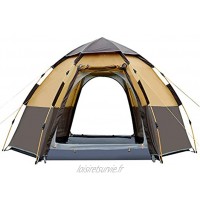 LXX Tente Tente 8 Hexagonal Camping Personne 6 côté Mesh Tente Double Instant Couche imperméable for la Famille Randonnée tentes Color : Brown