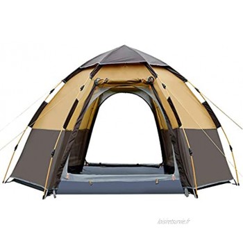 LXX Tente Tente 8 Hexagonal Camping Personne 6 côté Mesh Tente Double Instant Couche imperméable for la Famille Randonnée tentes Color : Brown
