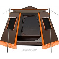 RYSF Tente de camping hexagonale anti-UV en aluminium pour 4 à 6 personnes Auvent Outil de pique-nique Couleur : marron Taille : 4 à 6 personnes