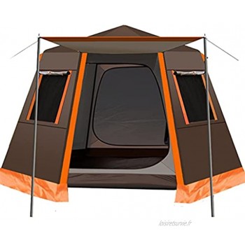 RYSF Tente de camping hexagonale anti-UV en aluminium pour 4 à 6 personnes Auvent Outil de pique-nique Couleur : marron Taille : 4 à 6 personnes