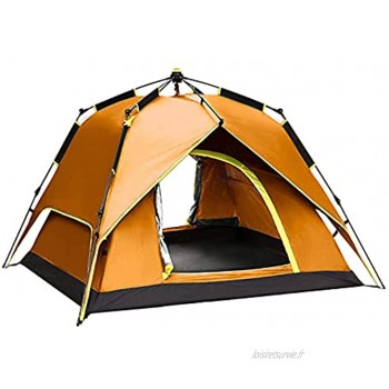 Tente de camping extérieure portable pour 3-4 personnes avec doubles portes automatiques pour la protection contre la pluie et le soleil et équipement de camping familial superposé. 2021Color:brown