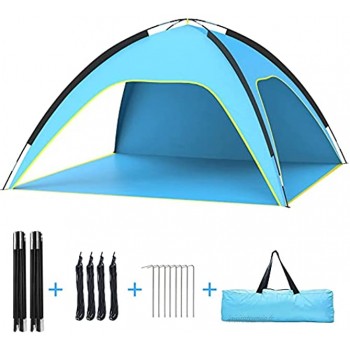 Tente de plage Pop-Up portable Solaire Extra Légère Protection UV 50+ Tente de plage portable pour 3 à 4 personnes