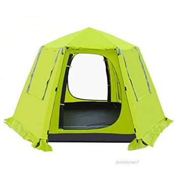 ZYM Tentes chapiteaux Tente 4 Hexagonal Camping Personne avec 6 Side Mesh Double Couche imperméable Famille Tente instantanée for l'extérieur Tentes instantanées Color : Green