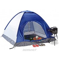 Relaxdays Tente de Camping Pop-up 3 Personnes Hydrofuge Tente randonnée Festival Plein-air HxlxP: 135x200x200 cm Bleu