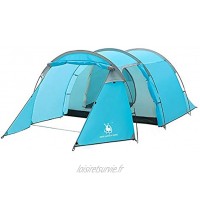 PXQ Tente de Camping Ultra-légère Imperméable 3-4 Personnes Double Structure de Chambre Couche Tunnel Tente Tente de randonnée en Plein air,Blue