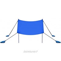 Costway Tente de Plage avec Sac de Transport et 4 Sacs de Sable Grand Abri Solaire en Lycra pour la Plage Le Camping et la Pêche UPF 50+ Bleu 210x210cm