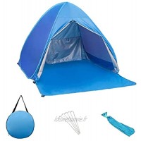 Pop Up Tente De Plage Rapide Ouvert Instantanée Portable Canopy Étanche Sun Abris Avec Rideau Pour Camping Pêche Bleu Xl