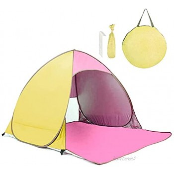 Tente Anti UV Abri de Plage avec Protection Solaire UV UPF 50+ pour 2-3 Personnes,Tente de Plage Instantanée Portable Escamotable Comprend Un Sac de Transport et des Piquets de Tente,Rose