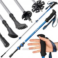 ATTRAC bâtons de randonnée Trilock télescopiques réglables 65-137 cm I bâtons de randonnée en aluminium super léger + entraînement PDF Bleu électrique