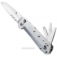 Leatherman Free K2X Couteau pliant multifonctions avec 8 outils dont une lame de couteau en acier inoxydable un découpe blister et plus encore fabriqué aux Etats-Unis couleur gris acier