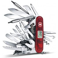 Victorinox Swiss Champ XAVT Couteau de poche 83 fonctions affichage numérique clé d'embout Rouge transparent
