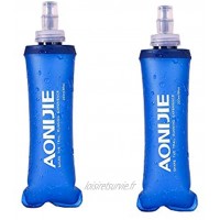 AONIJIE Lot de 2 bouteilles d'eau souples en TPU sans BPA pliables pour marathon course à pied randonnée cyclisme 250 ml 2 x 3,5 oz