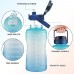 Justfwater Bouteille d'eau potable étanche sans BPA avec marqueur de temps et paille gourde de sport de 3,78 L avec poignée pour le Fitness la Gym la Maison le Bureau les Activités de Plein Air