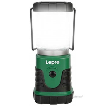 Lepro Lanterne de camping portable mini lampe de camping alimentée par 3 piles AA 4 modes d'éclairage résistance à l'eau IPX4 convient pour le camping la randonnée la pêche les urgences les coupures de courant et p
