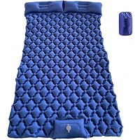HEPU Tapis de camping autogonflant portable imperméable et confortable avec oreiller matelas de couchage avec pompe à air intégrée pour randonnée camping randonnée Bleu foncé